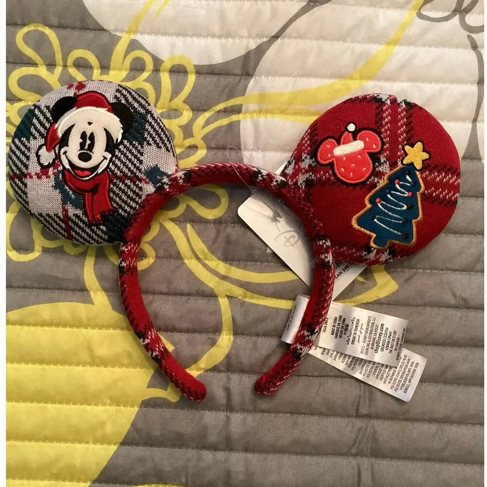 NWT Disney Parks Spirit Jersey Mickey Mouse Holiday Knit Sweater Ear Headband